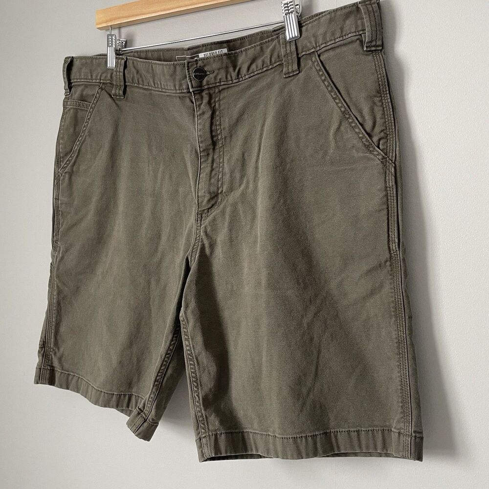 Carhartt Rugged Flex Relaxed Fit Canvas Work Shorts Green Workwear Men's Size 40 - Picture 3 of 10